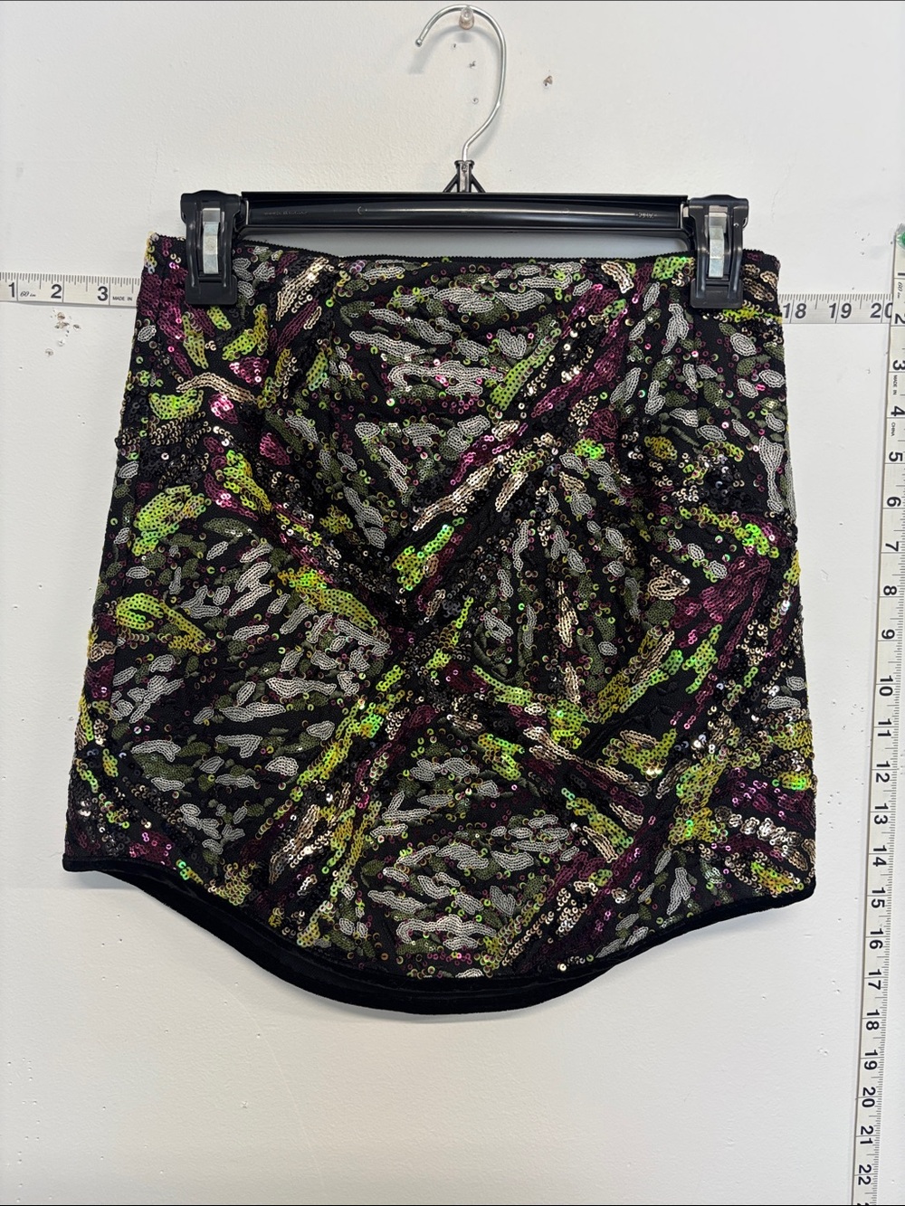 ZARA Sequin Mini Skirt - Black with Multi-Color Sequins